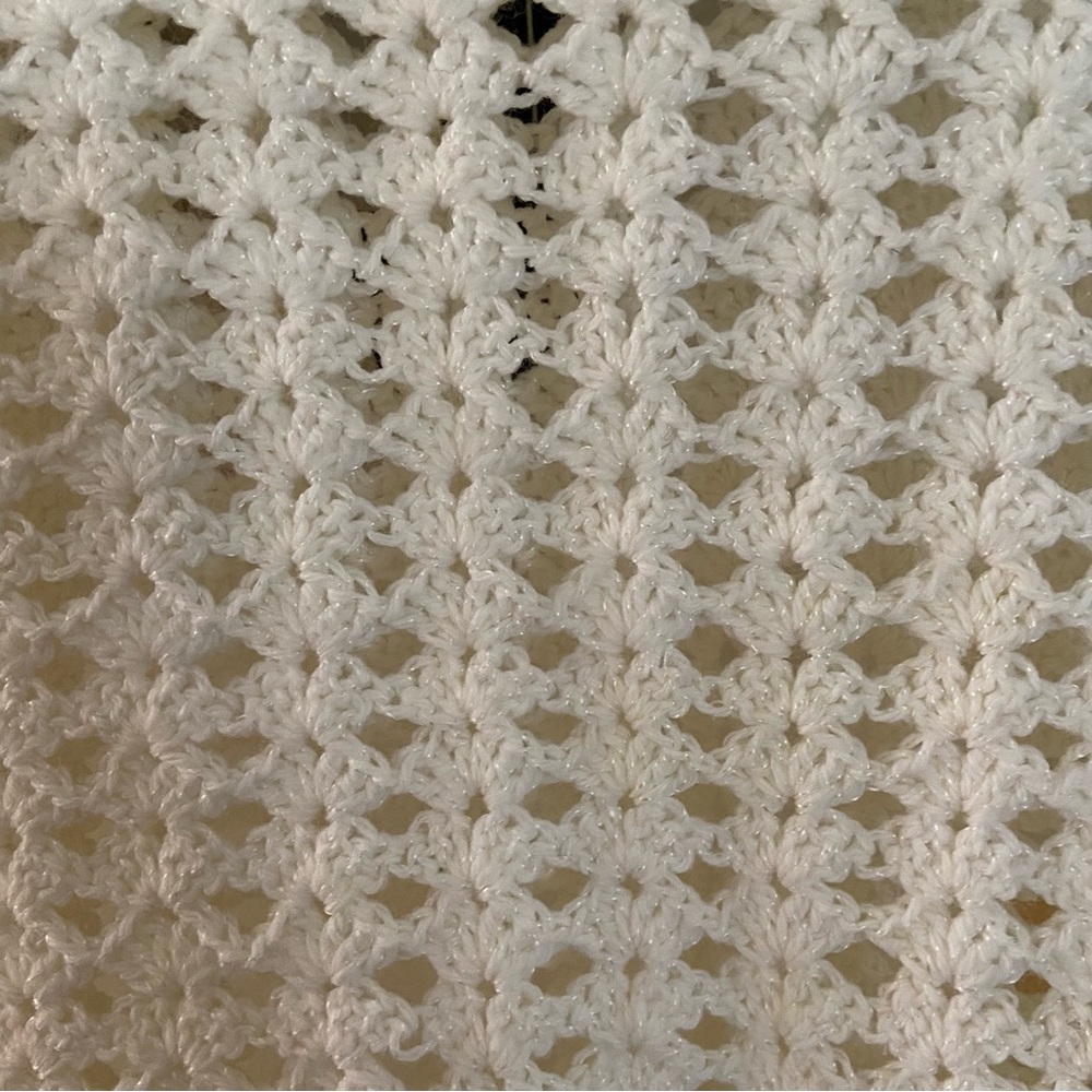Vintage crochet handmade white ruffle neck sweater - Picture 4 of 5